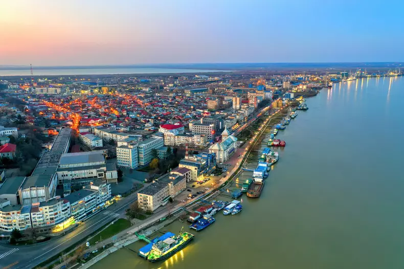 Galati,,Romania,-,March,19,,2021:,Aerial,View,Of,Galati