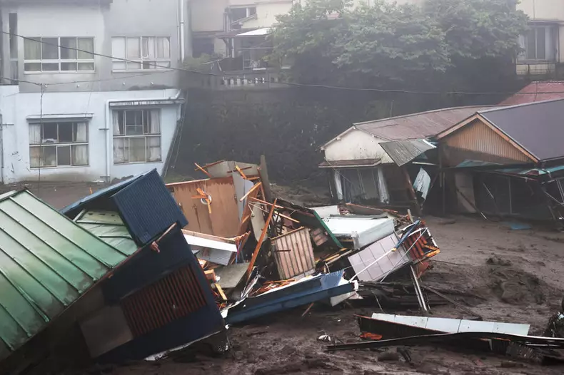 Mudslide triggered torrential rain left 20 people missing in Atami, Shizuoka Prefecture