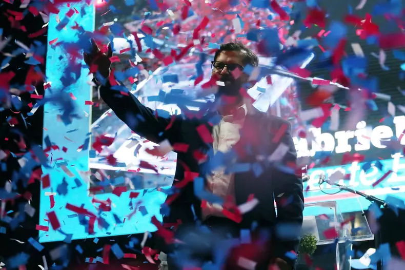 President-elect Gabriel Boric speech to his supporters