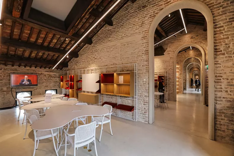 Italy, Venice: St. Mark's Square. The Procuratie Vecchie, headquarters of Generali and Safety Net Foundation, open to the public for the first time in 500 years