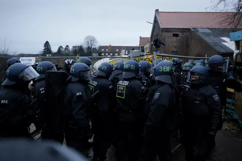 Demonstration against open pit lignite mining in German village of Luetzerath