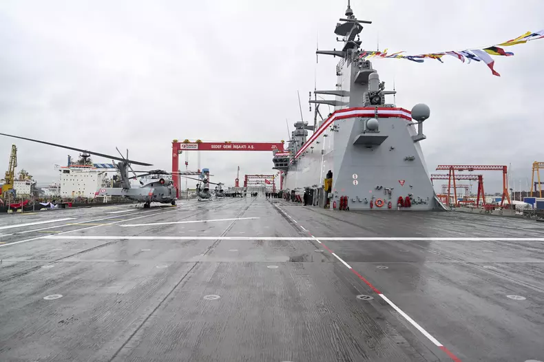 Turkish navy receives Turkiye's largest warship TCG Anadolu