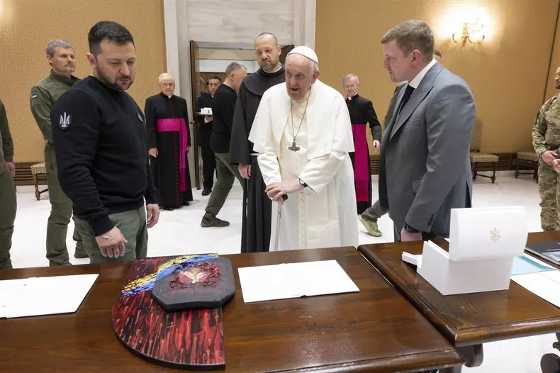 Pope Francis receives in audience the President of Ukraine Volodymyr Zelensky