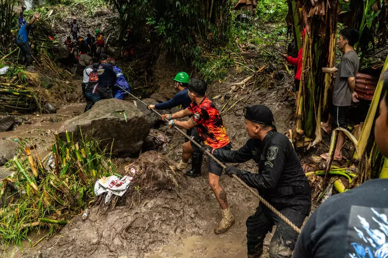 Rescue operations in Philippines following landslide triggered by Storm Yagi