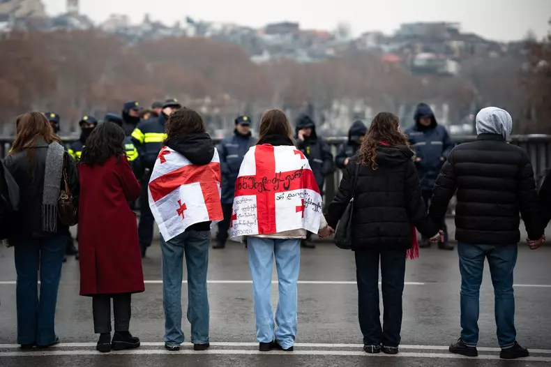 A Chain Of Unity Has Been Formed In Tbilisi, Georgia - 28 Dec 2024