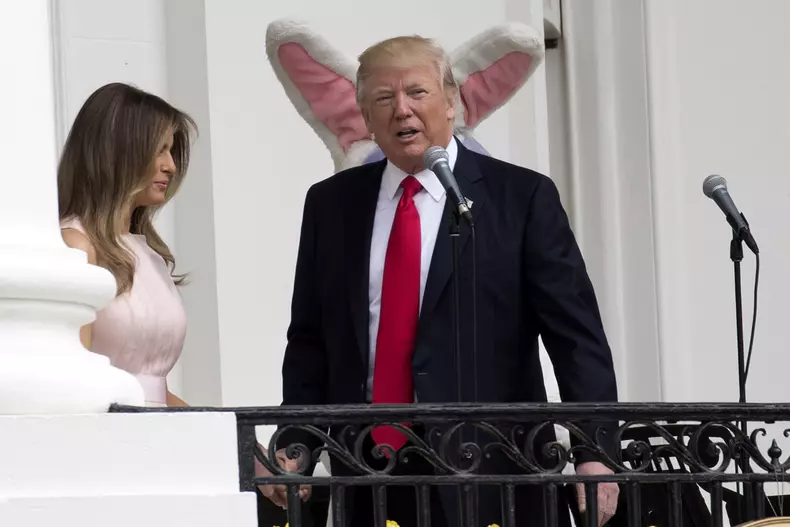 US President Donald J. Trump participates in the White House Easter Egg Roll