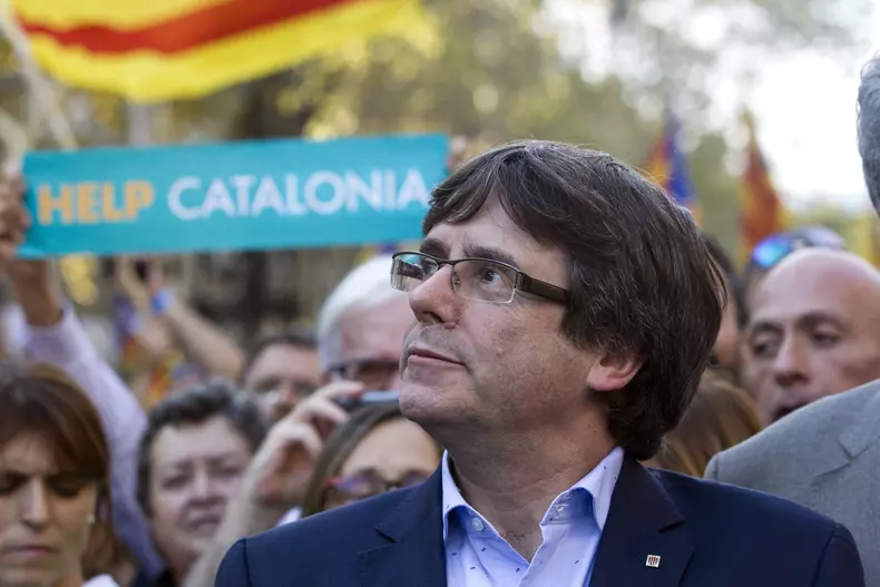 Carles Puigemont, protest Barcelona, Catalonia