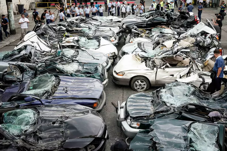 Bureau of Customs destroys illegal luxury cars on its anniversary