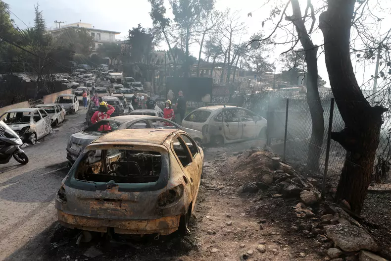 Incendii de vegetație în Grecia, în apropiere de Atena