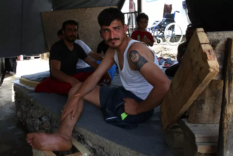 Refugees in the hotspot of Moria, Lesvos island