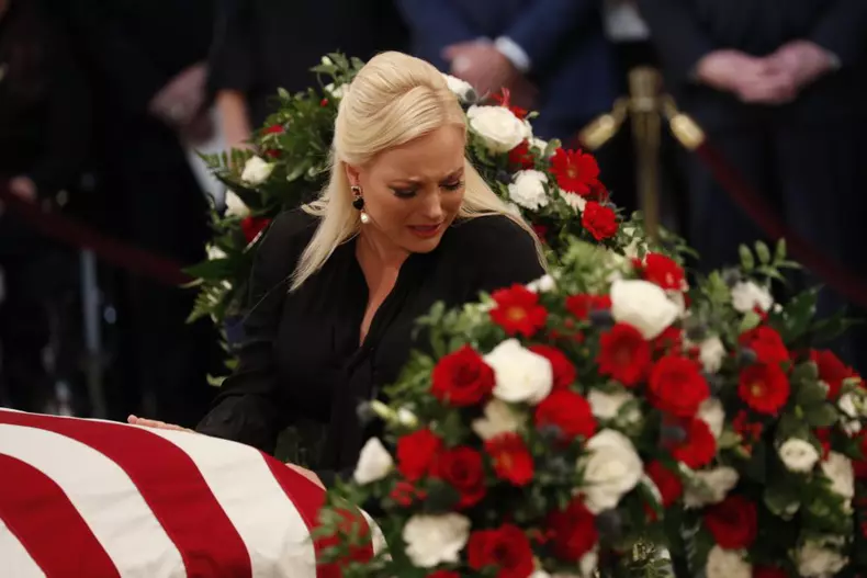 Casket of Senator John McCain laid in state at US Capitol in Washington
