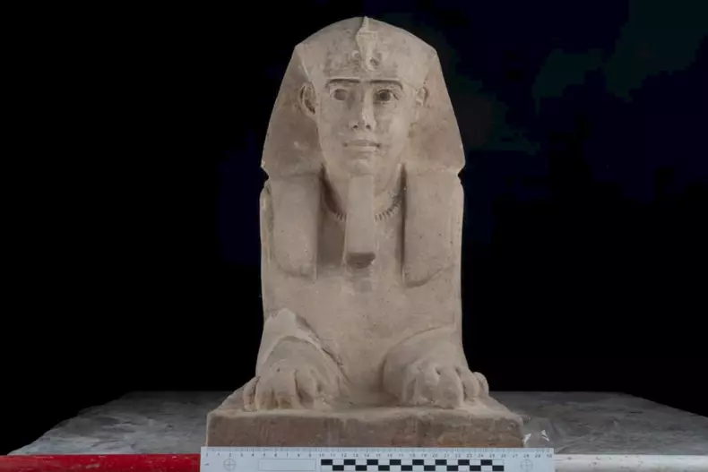 Sandstone statue of a Sphinx discovery in Kom Ombo temple