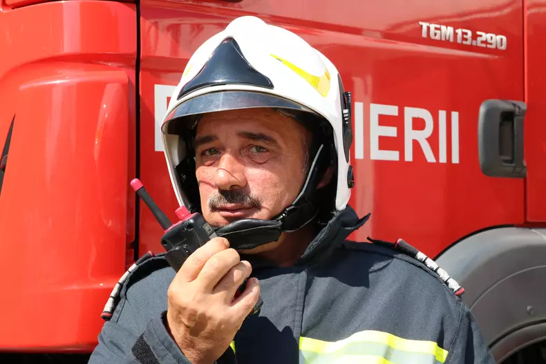 Plutonierul adjutant șef Aurel Negrea, de la Detașamentul de Pompieri Târgu Jiu