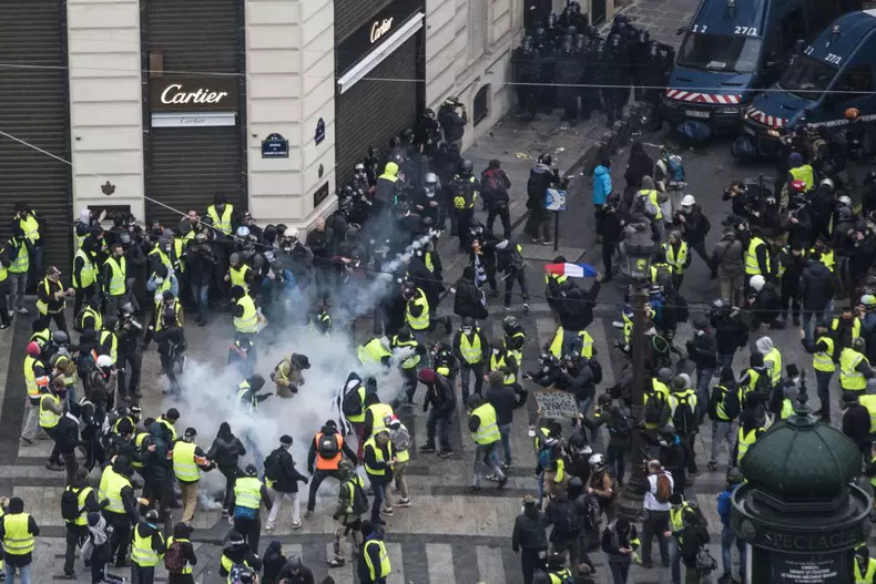 protest vestele galbene Paris, Franța