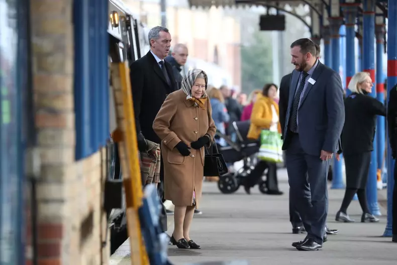 The Queen arriving at King's Lynn Railway Station
