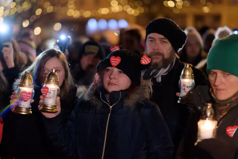 Protest against violence in Poznan after Mayor of Gdansk Pawel Adamowicz died