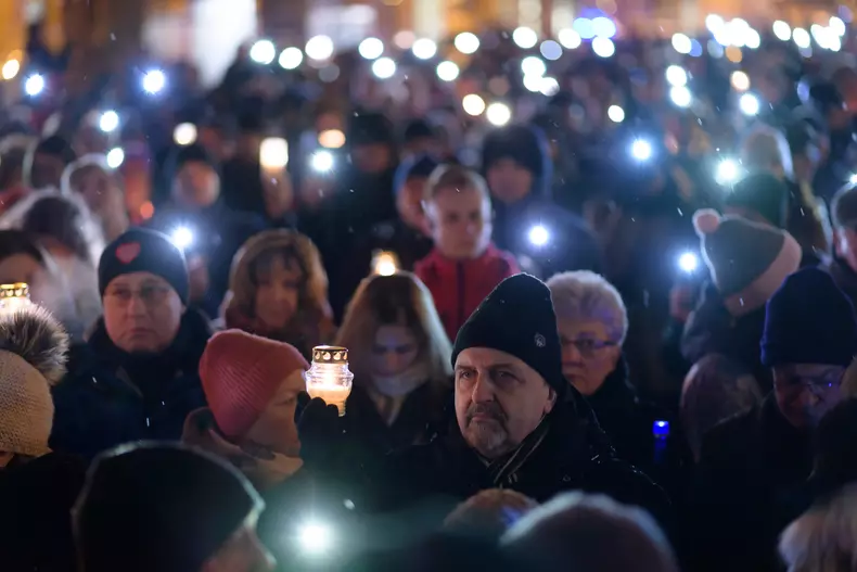 Protest against violence in Poznan after Mayor of Gdansk Pawel Adamowicz died