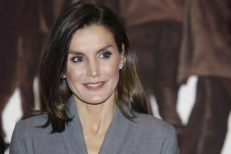 Queen Letizia and King Felipe during the opening of the exhibition"Poetry of democracy, images and contraimages of the transition" at the national art museum in Madrid