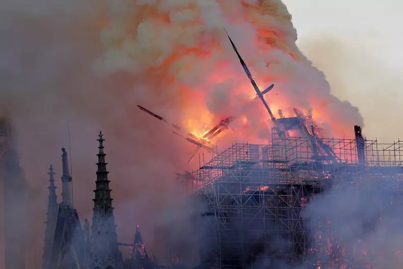 Cathedral of Notre-Dame of Paris on fire