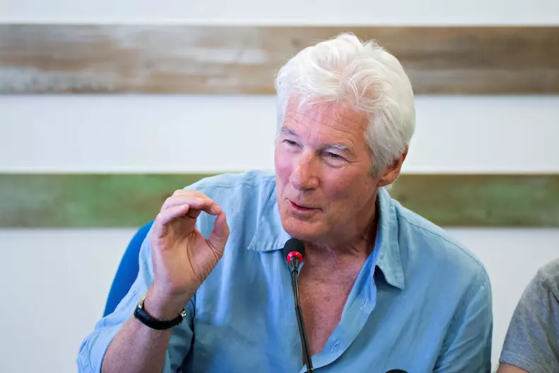 Actor Richard Gere during a press conference in Lampedusa