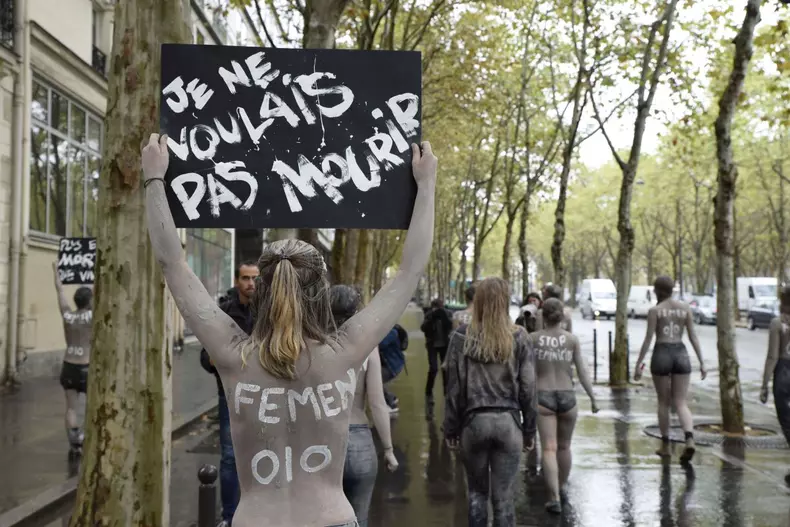 Femen action against domestic violence - Paris