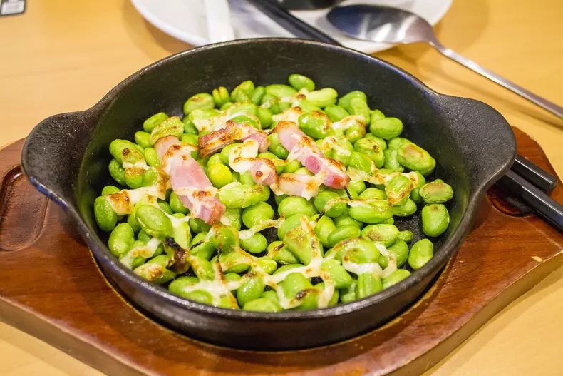 Edamame - rețete  edamame cu bacon
