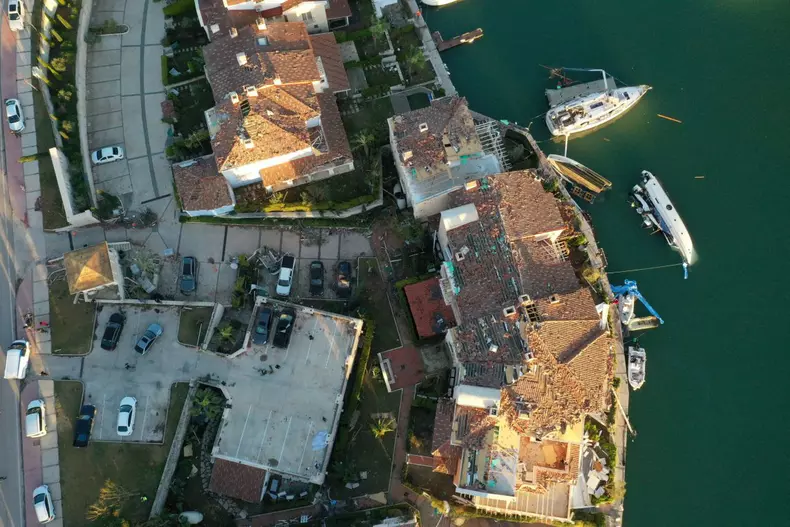 Aerial views showing damage caused by tornado in Izmir