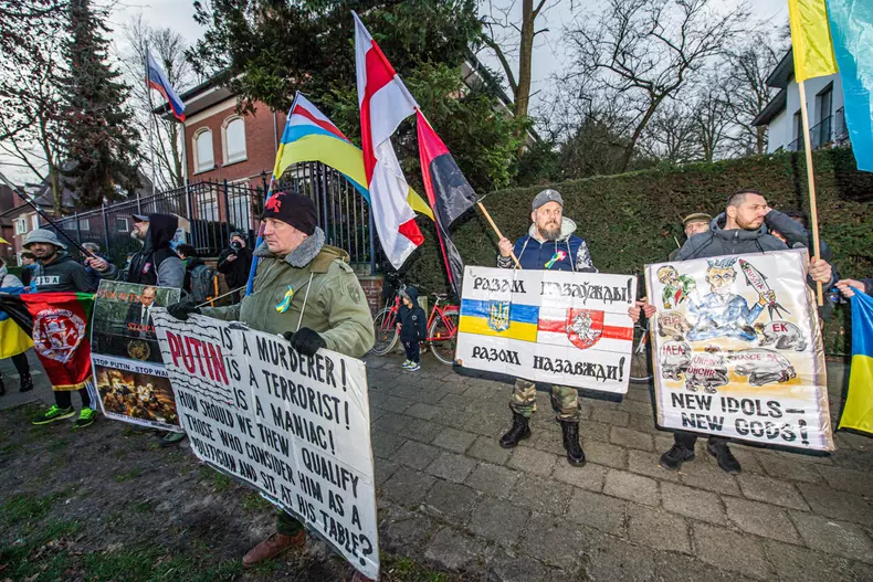Antwerp Protest Ukraine Russian Consulate, Antwerp, Belgium - 25 Feb 2022