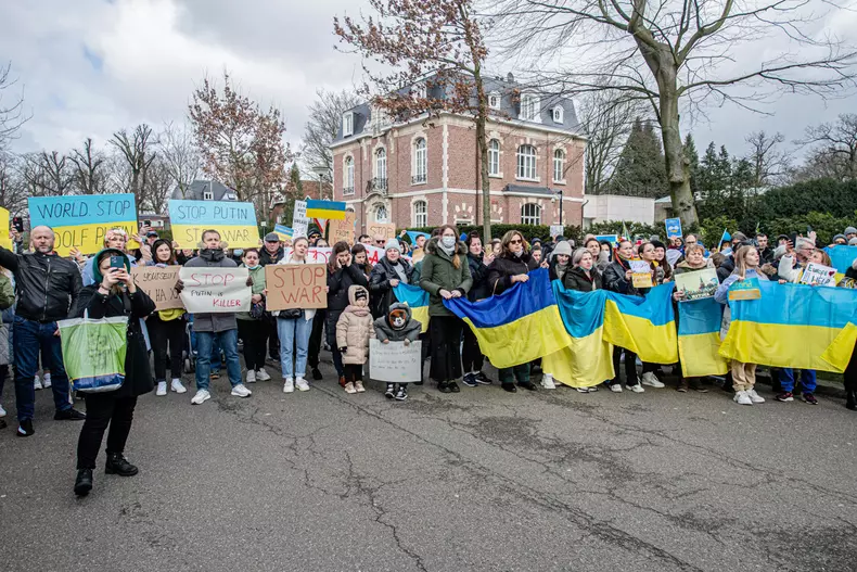 Antwerp Protest Ukraine Russian Consulate, Antwerp, Belgium - 25 Feb 2022