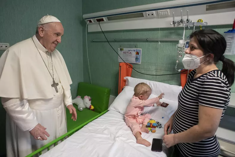 Pope Francis at the Bambino Gesu Pediatric Hospital in Rome