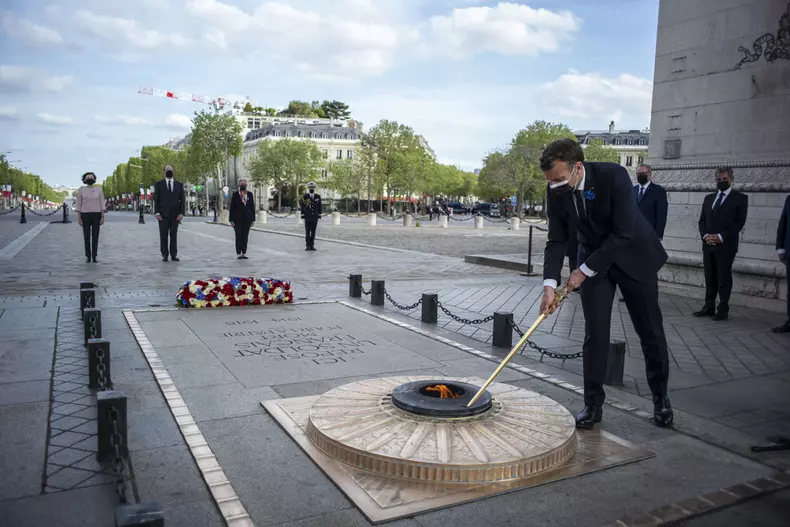 PARIS : Ceremony marking the 76th anniversary of Victory in Europe (VE-Day), marking the end of World War II in Europe