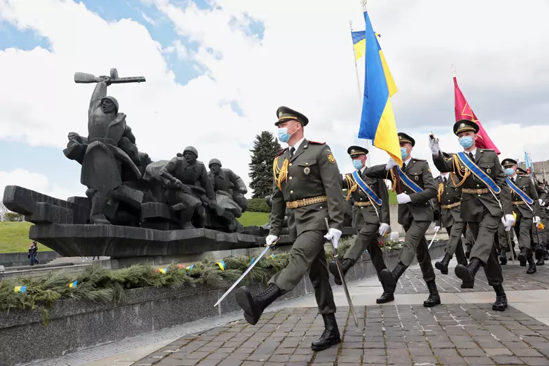 Victory over Nazism Day in Kyiv, Ukraine - 09 May 2021