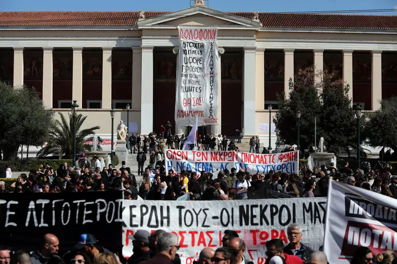 Greek unions call for 24-hour public sector strike following deadly train crash