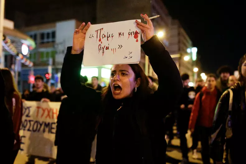 Protest in Thessaloniki over the deadly train crash in central Greece