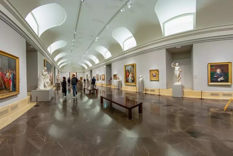MADRID, SPAIN - DECEMBER 13, 2018: Visitors inside the Prado Museum a major cultural landmark in Madrid