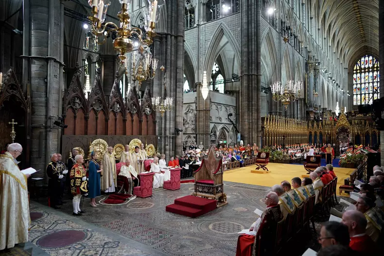The Coronation of King Charles III and Queen Camilla at Westminster Abbey, London.