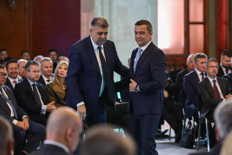 Marcel Ciolacu și Sorin Grindeanu - lansarea programului „Proiectul de țară”. Foto Vlad Chirea