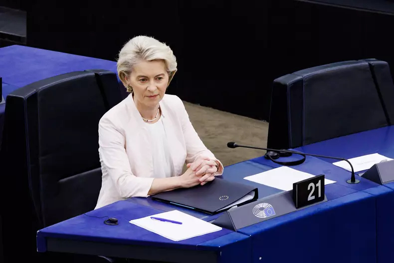 Strasburgo - Ursula Von der Leyen durante il discorso per il secondo mandato alla presidenza della Commkissione europea