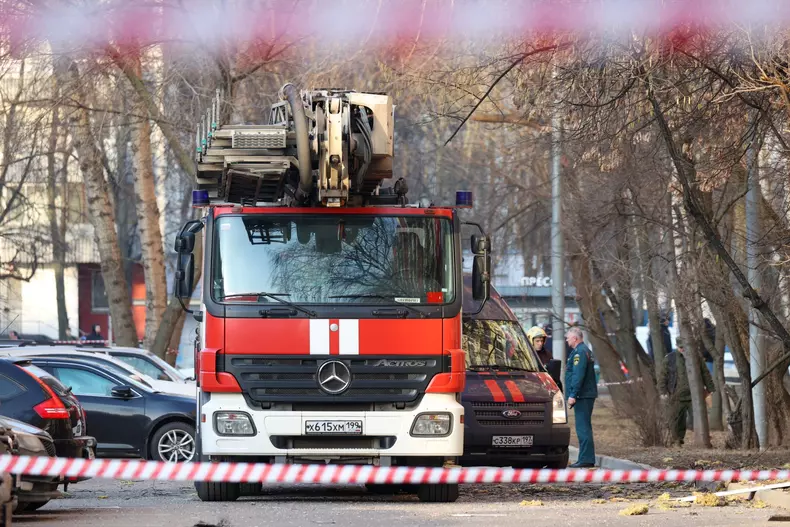 Aftermath of drone attack on Moscow