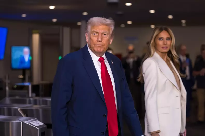 U.S. President Donald Trump and First Lady Melania Trump are seen arriving for the United Nations General Assembly, New York, USA - 23 Sep 2025