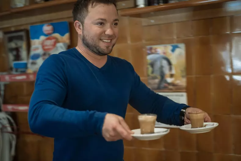 Robert Andronache la restaurantul din Calaf, Comunitatea Autonomă Catalonia