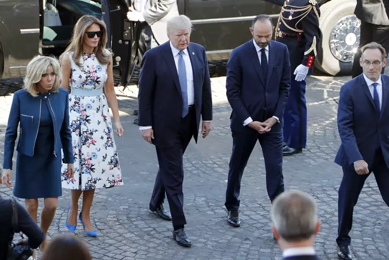 Donald Trump și Melania Trump la parada de Ziua Franței