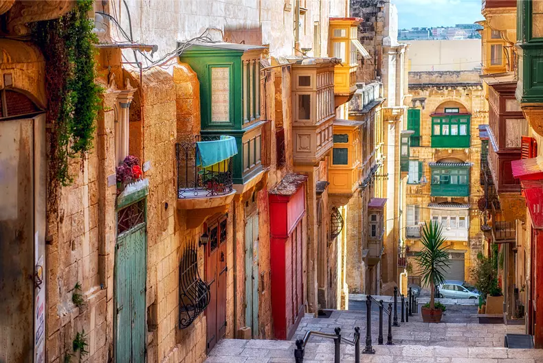Narrow,Street,In,Valletta,-,The,Capital,Of,Malta.
