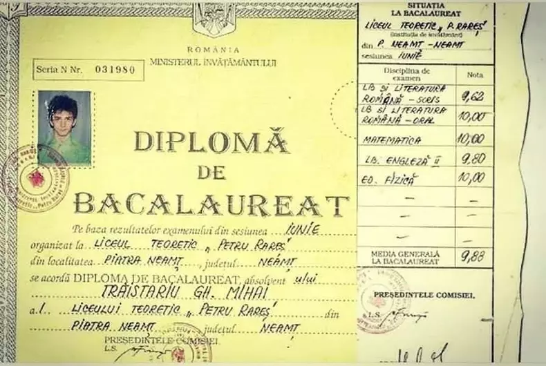 mihai traistariu diploma examen bacalaureat note medie