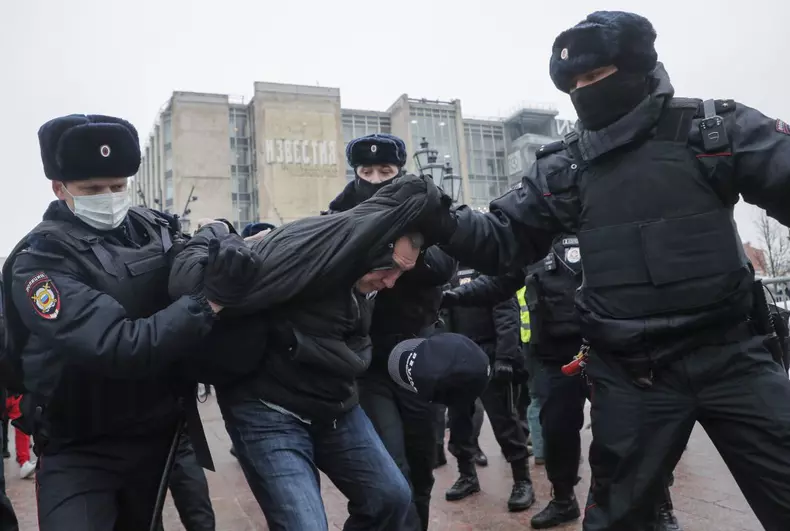 Unauthorized protest in support of Russian opposition leader Alexei Navalny in Moscow