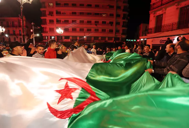 Algerian people celebrate on President Bouteflika resignation