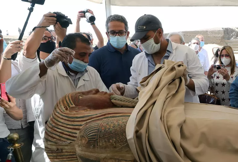 A collection of 59 coffins uncovered in Saqqara