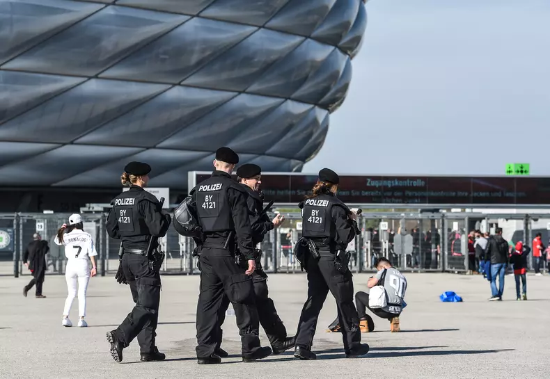 Security before Champions League match between Bayern Munich and Real Madrid