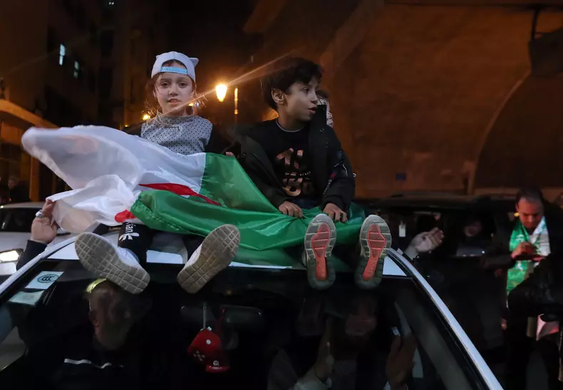 Algerian people celebrate on President Bouteflika resignation