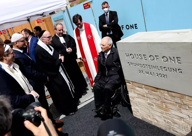 Foundation stone ceremony for multi-religious House of One building